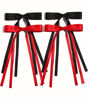 Picture of 4pcs Ribbon Bowknot Hair Clips for Women with Long Tails, Solid Barrettes Claw Accessories in Black Red