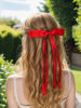 Picture of 4pcs Ribbon Bowknot Hair Clips for Women with Long Tails, Solid Barrettes Claw Accessories in Black Red