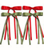 Picture of Tassel Ribbon Bowknot Hair Clips with Long Tails for Women and Girls, Solid Barrettes and Claw Clips with Bows for Long Hair (Red Green)