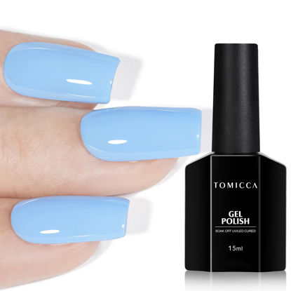 Picture of TOMICCA Blue Gel Polish, Sky Blue Gel Nail Polish, UV Light Blue Macarons Nail Polish Fast Dry, Soft Candy Pastel Nail Art French Manicure Salon DIY