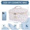 Picture of Large Makeup Bag, Cute Cosmetic Bag for Women Girls, Floral Coquette Aesthetic Toiletry Bag, Travel Make Up Organizer Bag (Purple Flower)