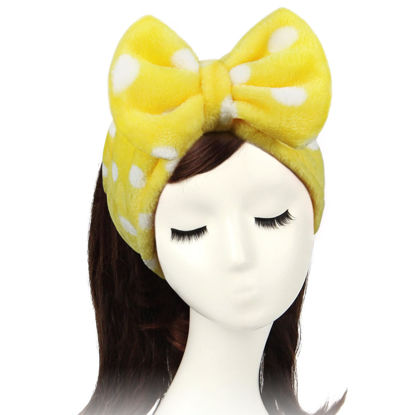 Picture of Shintop Sweet Super Soft Caroset Polka Dots Wash Cosmetic Headband Hairlace (yellow polka dots)