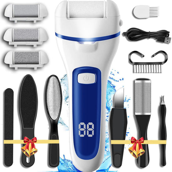 Picture of Electric Feet File Callus Remover for Feet, 13-in-1 Professional Pedicure Tools Foot Care Kit, Foot Scrubber Pedi for Hard Cracked Dry Dead Skin, 3 Rollers, 2 Speed, Battery Display