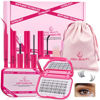 Picture of Lash Clusters Kit with Bond and Seal Clear Band Lash Clusters Lash Extension Kit with Eyelid Wipes Brush Eyelash Extension Kit with Drawstring Bag Birthday Gift for Women