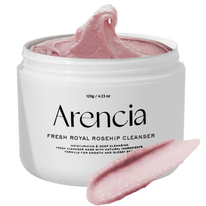 Picture of Arencia Rosehip Brightening Rice Mochi Face Cleanser & Daily Scrub - Moisturizing, Exfoliating & Deep-Cleansing - All Skin Types with Rice Powder & Rice Water (4.23oz)
