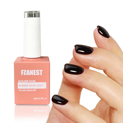 Picture of FZANEST Black Cherry Red Rubber Base Gel, Nail Strengthener Color Gel Nail Polish for Thin Soft Broken Nails Elastic Rubber Base Coat,Builder Extension Gel in a Bottle 15ml
