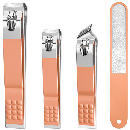 Picture of Nail Clippers for Men Women, 4 PCS Nail Clipper Set, Premium Toenail Clippers, Fingernail Clipper, Ultra Sharp Toe Nail Clippers, Nail Cutter, Finger Nail Clippers Adult, Rose Gold