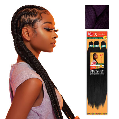 Picture of Sensationnel X-pression prestretched braiding hair - 3x braid 58 inch all kanekalon flame retardant synthetic braid for box braids and twists (1 pack, DKPURPLE)