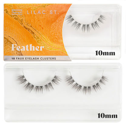 Picture of Lilac St - Feather Natural Faux Eyelash Clusters (10mm) - Cat Eye Look - DIY Lash Extension Wisps - Lightweight & Lifelike - Lasts 10 Days - Cruelty Free, Vegan, Women Founded - 10 Lashes