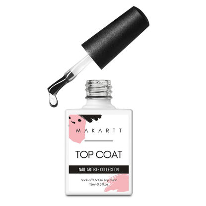 Picture of Makartt Gel Top Coat No Wipe, Clear Gloss Shine Finish, Long Lasting Soak Off Gel for Gel Polish, Acrylic Nails & Dip Powder, Salon Quality Manicure, 15ml