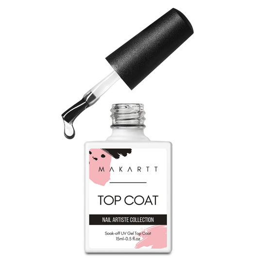 Picture of Makartt Gel Top Coat No Wipe, Clear Gloss Shine Finish, Long Lasting Soak Off Gel for Gel Polish, Acrylic Nails & Dip Powder, Salon Quality Manicure, 15ml