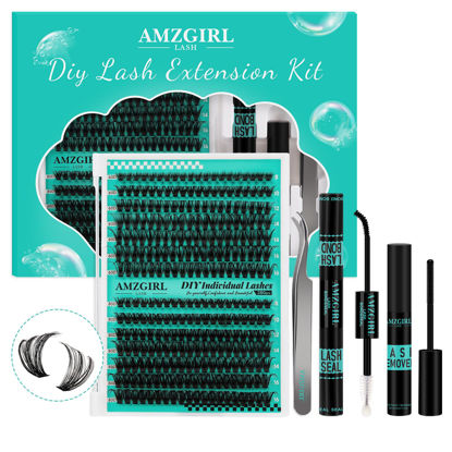 Picture of Lash Clusters Kit 280Pcs,60D 80D Eyelash Extension Kit,Lash Bond and Seal Waterproof,Lash Remover for Individual Cluster Lashes Kit,Lash Applicator Tool for DIY Lash Extension Kit(D-Mix9-16mm Kit)