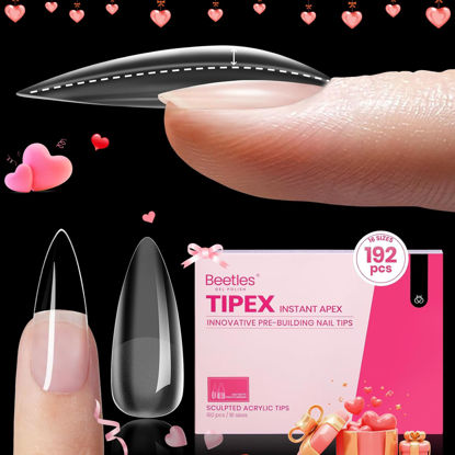 Picture of Beetles Tipex Instant Apex Nail Tips, 192Pcs Medium Stiletto Acrylic Nails Pre-Building Pre-Etched Thicker Gel Nail Tips - 16 Sizes Strong Full Cover Valentine's Day Gifts for Women