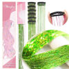 Picture of Hair Tinsel Pack of 12 Pcs Clip in Hair Tinsel 20 Inch Glitter Green Tinsel Green Hair Extensions, Festival Tinsel Fairy Hair Party Dazzle Hair Accessories Strands Kit(12Pcs,Grass Green#)