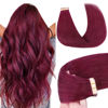 Picture of GOO GOO Tape in Hair Extensions Human Hair, Burgundy 10inch 30g 20pcs, Thick Ends Straight Seamless, Invisible Tape in Hair Extensions Human Hair