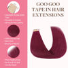 Picture of GOO GOO Tape in Hair Extensions Human Hair, Burgundy 10inch 30g 20pcs, Thick Ends Straight Seamless, Invisible Tape in Hair Extensions Human Hair