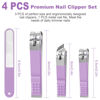 Picture of Nail Clippers for Men Women, 4 PCS Nail Clipper Set, Premium Toenail Clippers, Fingernail Clipper, Ultra Sharp Toe Nail Clippers, Nail Cutter, Finger Nail Clippers Adult, Purple