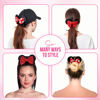 Picture of Styla Hair 2pk Mouse Ear Scrunchies for Kids Velvet Hair Bow Scrunchies for Women - Sparkle Sequins Mouse Hair Bands for Pony Tail (Red Black)