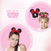 Picture of Styla Hair 2pk Mouse Ear Scrunchies for Kids Velvet Hair Bow Scrunchies for Women - Sparkle Sequins Mouse Hair Bands for Pony Tail (Red Black)
