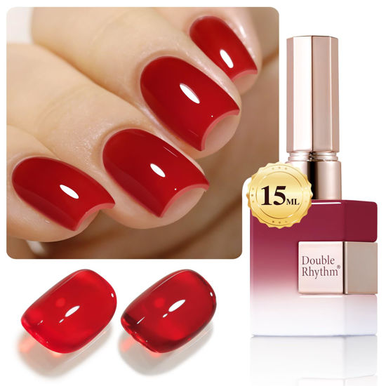 Picture of Double Rhythm 15ML Gel Nail Polish Pure Sheer Same Color Same Bottle Soak Off Gel Polish Art Manicure Salon DIY at Home for Women (Translucent Red-A1449)
