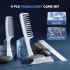 Picture of SALONSILK Combs for Women and Men, 4PCS Translucent Professional Comb Set, Wide Tooth Combs Rat Tail Fine Tooth Hair Comb for All Hair Types