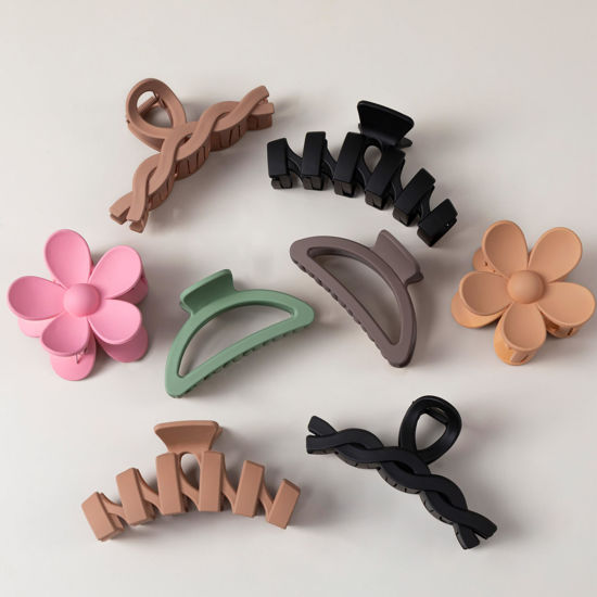 Picture of 8PCS Hair Clips for Women, Flower Claw Clips for Thick Hair, Non-Slip Hair Accessories with Multi-Styles, Gradient Color Hair Claw Clips and Variety Pack, Ideal for Girls Women