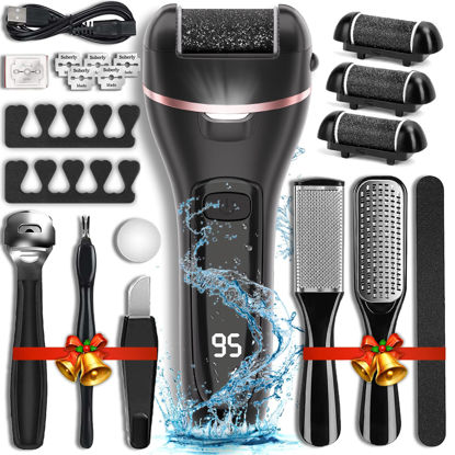 Picture of Electric Callus Remover for Feet with 3 Roller Heads 2 Speed Rechargeable Waterproof Professional Pedicure Kit 17 in 1 Foot File Tools Perfect for Dead Hard Cracked Dry Skin