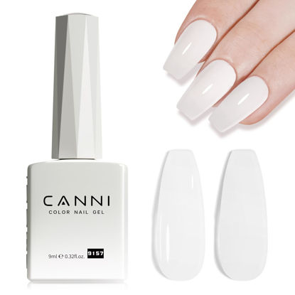 Picture of CANNI Milky White Gel Nail Polish, 1 Pcs Milky White Gel Polish Translucent Jelly Sheer Nude Color Soak Off Nail Gel Polish for Women Manicure Nail Art DIY at Home