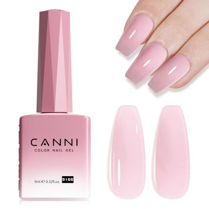 Picture of CANNI Jelly French Nude Pink Gel Nail Polish, 1 Pcs Jelly Pink Gel Polish Translucent Jelly Sheer Nude Color Soak Off Nail Gel Polish for Women Manicure Nail Art DIY at Home