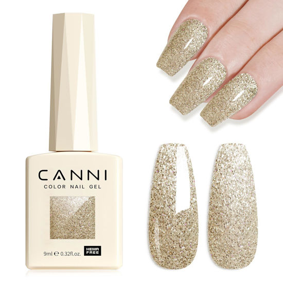 Picture of CANNI Glitter Gel Nail Polish 1pcs 9ml Nail Gel Rodeo Dust color Glitter Nail Polish Soak Off Uv LED Nail Lamp Diamond Glitter Series Nail Art Manicure Salon DIY Home