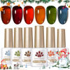 Picture of Born Pretty Jelly Gel Nail Polish, Sheer Transparent Crystal Gel Nail Polish, Christmas Brown Red Orange Green Blue Fall Winter Soak off Nail Polish Manicure DIY Home Salon Christmas Gift 7ml 6colors