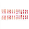 Picture of Foccna Press on Nails Long Rhinestone Pink Fake Nails Black Nails Square Bling Glossy 3D Flower False Nail Tips Artificial Nails Finger Manicure for Women and Girls-24pcs (Long Nails 3)