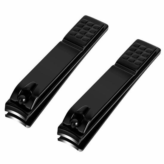 Picture of Nail Clippers Set, Sharp Stainless Steel Fingernail and Toenail Clippers, Black Nail Cutter, Large and Large 2 Piece Set. (Large/Large)