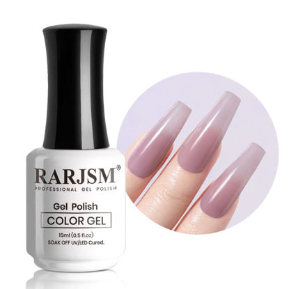 Picture of RARJSM Sheer Purple Gel Nail Polish Translucent Clear Gel Polish French Manicure Milky Natural Transparent Gel Polish Grey Purple LED UV Curing Requires Single Bottle 15ml for Home Salon Nail Art DIY