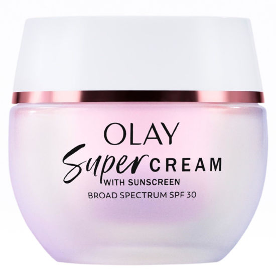Picture of Olay Super Cream with Sunscreen SPF 30, 1.7 oz, Ultra Lightweight Face Moisturizer - Vitamin C & E, Hyaluronic Acid, Niacinamide, Collagen Peptide - Hydrate, Smooth, Brighten, Firm, and Protect
