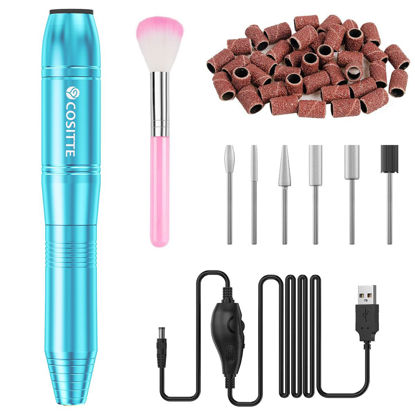 Picture of COSITTE Electric Nail Drill,USB Electric Nail Drill Machine for Acrylic Nail Kit,Portable Electric Nail File Polishing Tool Manicure Pedicure Kit Efile Nail Supplies for Home Salon,Sky Blue