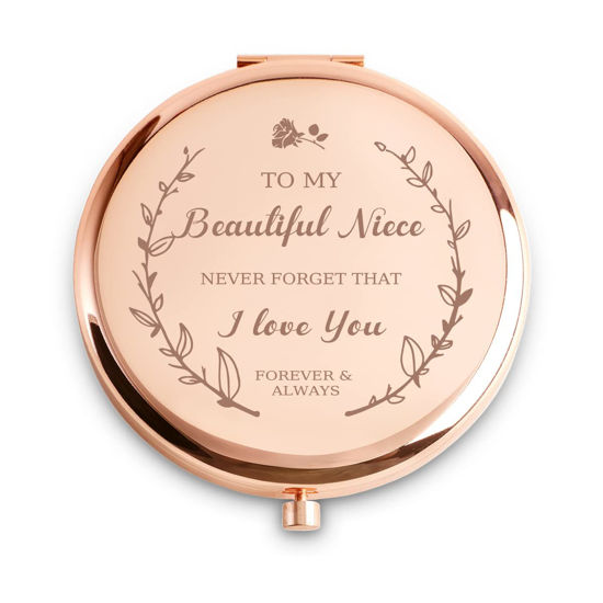 Picture of COYOAL Niece Gifts from Aunt Uncle, I Love You Personalized Compact Mirror for Women Teen Girls, Sentimental Niece Present for Valentines Day, Birthday