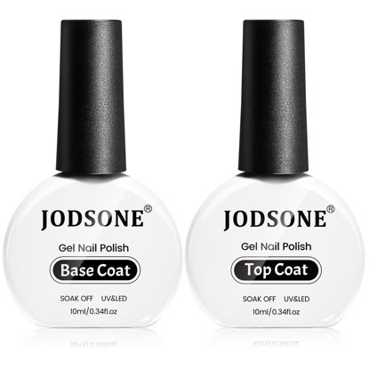 Picture of JODSONE 2 Bottles 10ml Of Top Coat Base Coat Gel Polish Set Bright Surface At Home DIY Nail Salon Girl Gift, transparent