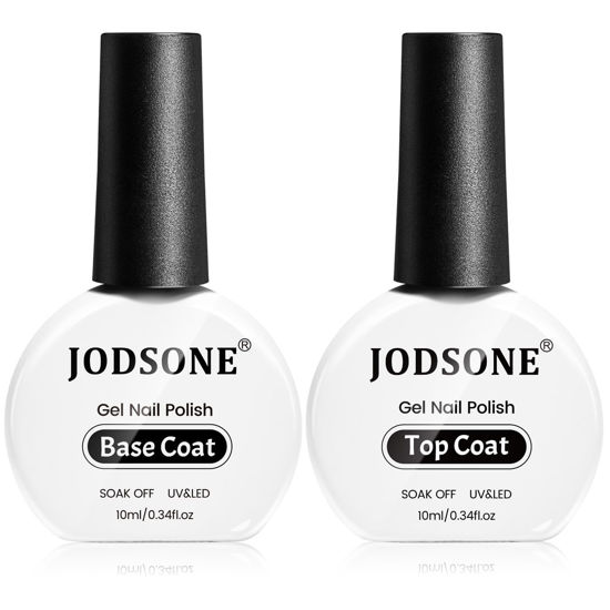 Picture of JODSONE 2 Bottles 10ml Of Top Coat Base Coat Gel Polish Set Bright Surface At Home DIY Nail Salon Girl Gift, transparent