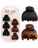 Picture of Kitsch Small Hair Clips for Women, Recycled Plastic Small Claw Clips & Mini Claw Clips for Hair, Mini Hair Clips for Thin Hair, Tiny Jaw Clip for Hair, 6 pcs (Tortoise & Black) - Valentines Day Gifts