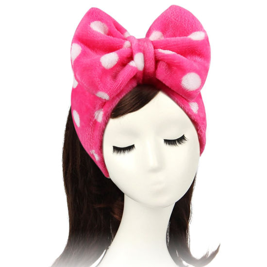 Picture of Shintop Sweet Super Soft Caroset Polka Dots Wash Cosmetic Headband Hairlace (Rose Polka dots)