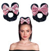 Picture of Styla Hair 2pk Mouse Ear Scrunchies for Kids Velvet Hair Bow Scrunchies for Women - Sparkle Sequins Mouse Hair Bands for Pony Tail (Light Pink)