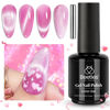Picture of beetles Cat Eye Gel Polish 15ml Pink Cat Eye Gel Nail Polish with Magnet Pink Velvet Gel Nail Polish Silver Shimmer Soak Off Uv Led Home Diy Manicure Valentine’s Day Gifts for Women