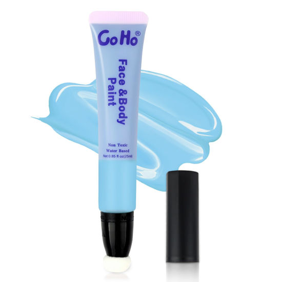 Picture of Go Ho Light Blue Face Paint Stick(0.85oz),Water Based Blue Body Paint Washable,Face Paint Kit Covers Oil-Free,Halloween Cosplay SFX Corpse Bride Sally Makeup