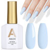 Picture of AILLSA Pastel Blue Gel Nail Polish Macaron Baby Blue Gel Polish Bright Spring Summer Colors Cotton Candy Nail Polish Gel Soak Off U V for French Manicure Salon DIY Holiday Gifts 0.5 Fl Oz GB82