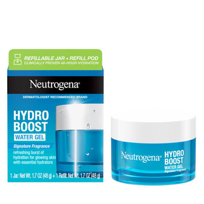 Picture of Neutrogena Hydro Boost Water Gel Face Moisturizer Starter Kit, includes Refillable Jar + Refill Pod, with Hyaluronic Acid for a Burst of Hydration & Dewy Skin, 1.7 oz Each