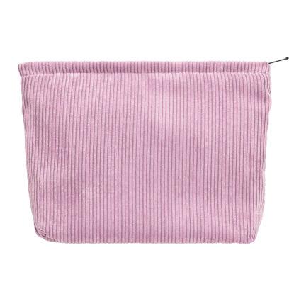 Picture of PAZIMIIK Makeup Bag Large Zipper Corduroy Make Up Pouch for Purse Travel Canvas Cosmetic Organizer for Women Brush Storage,Pink