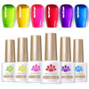 Picture of Born Pretty Jelly Gel Nail Polish Spring Summer Ice Jelly Neon Gel Polish Crystal Transparent Gel Polish Green Yellow Hot Pink Red Blue Purple Nail Art Varnish Manicure 6PCS Neon Garden