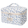 Picture of Large Makeup Bag, Cute Cosmetic Bag for Women Girls, Floral Coquette Aesthetic Toiletry Bag, Travel Make Up Organizer Bag (Blue Peacock Flower)
