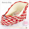 Picture of PAZIMIIK Makeup Bag Large Zipper Corduroy Make Up Pouch for Purse Travel Canvas Cosmetic Organizer for Women Brush Storage,Checkered Red